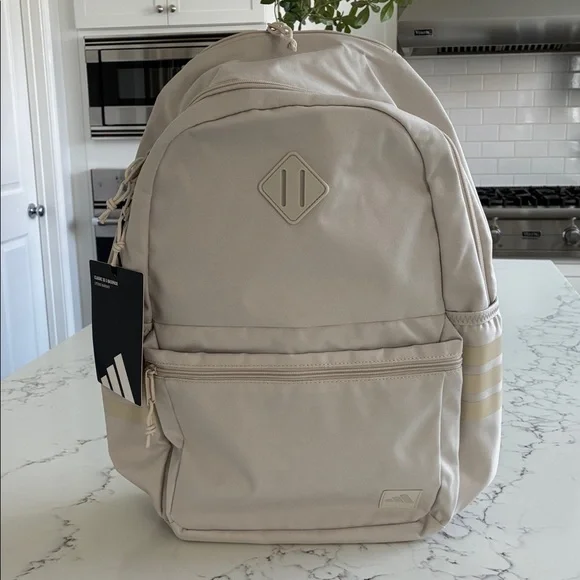ADIDAS Classic 3S 5 Backpack Gym School Travel Canvas Sand Color Backpack NWT - Picture 6 of 11